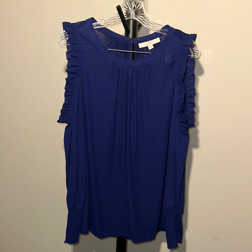 LOFT Royal Blue Ruffle Sleeve Blouse